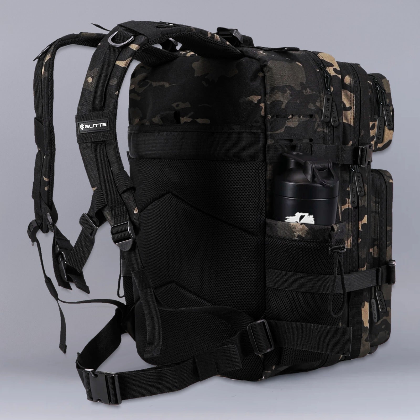 Mochila Elitte Outdoor (50L) - Preta Camuflada